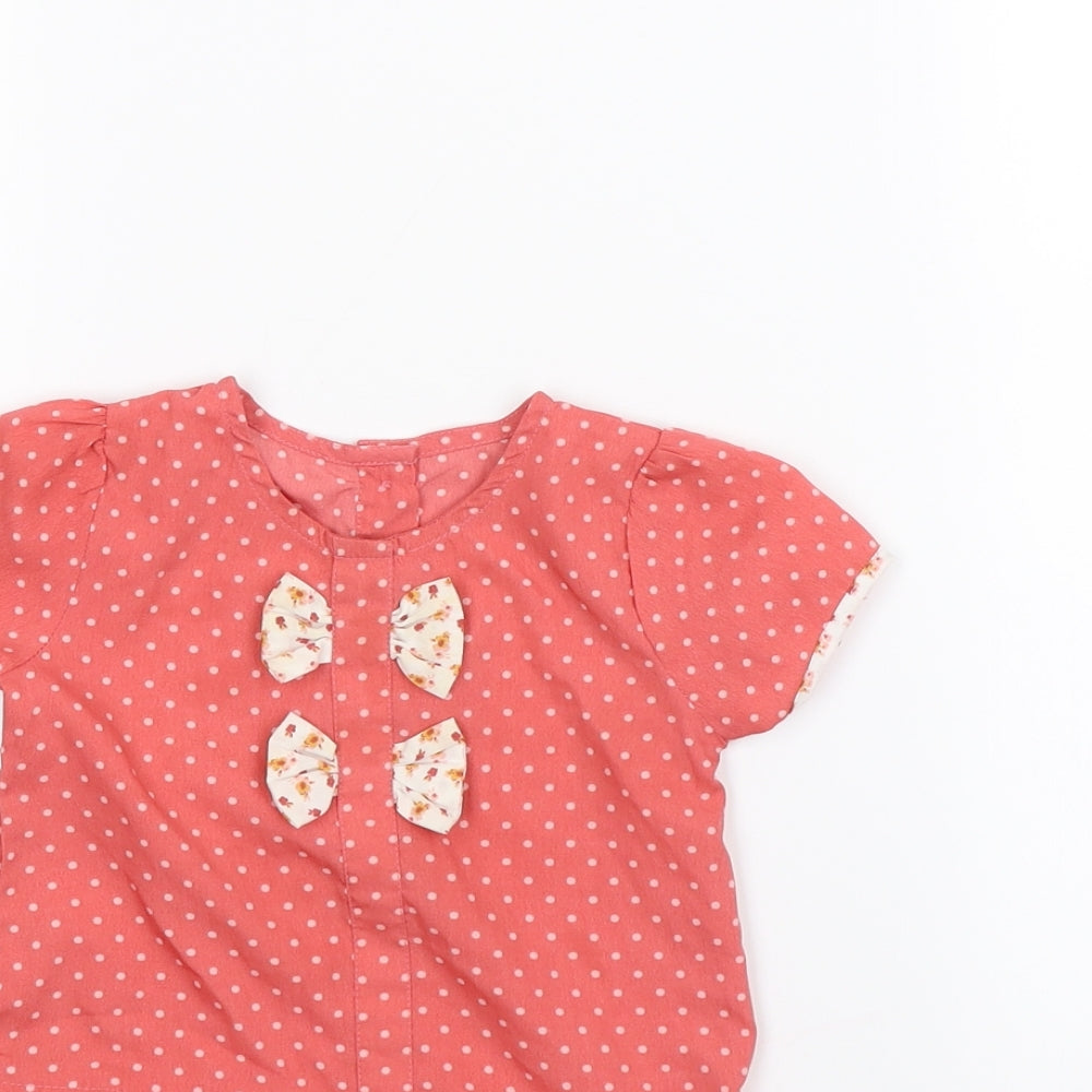 Preworn Girls Pink Spotted  Fit & Flare  Size 12 Months