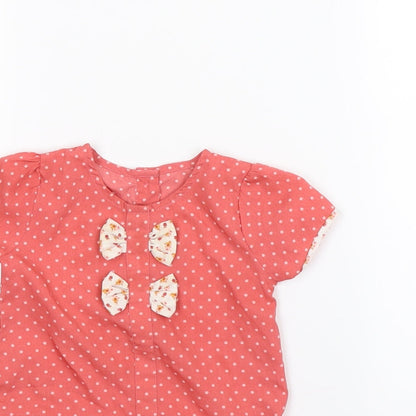 Preworn Girls Pink Spotted  Fit & Flare  Size 12 Months