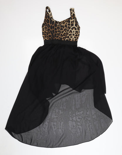 Missguided Womens Beige Animal Print Rayon Fit & Flare  Size S