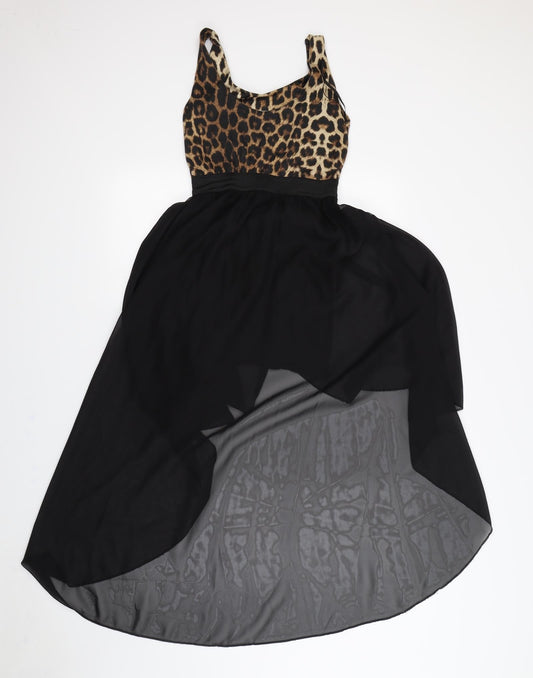 Missguided Womens Beige Animal Print Rayon Fit & Flare  Size S