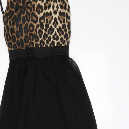 Missguided Womens Beige Animal Print Rayon Fit & Flare  Size S