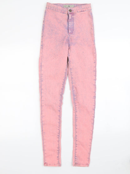 Topshop Womens Pink  Denim Straight Jeans Size 26 in L28 in