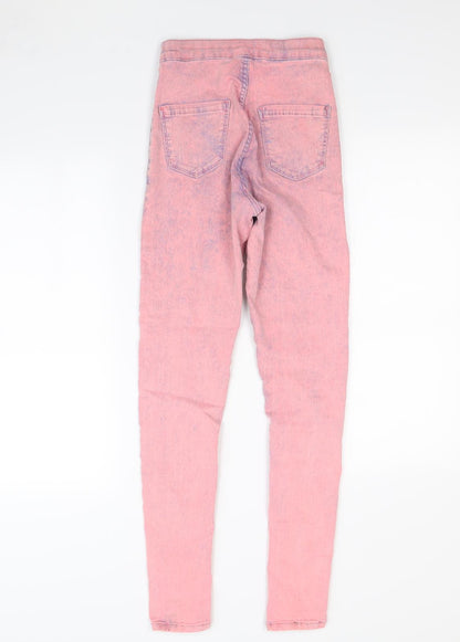Topshop Womens Pink  Denim Straight Jeans Size 26 in L28 in