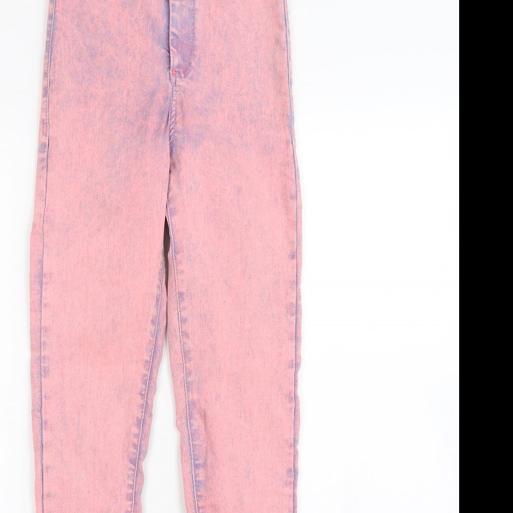 Topshop Womens Pink  Denim Straight Jeans Size 26 in L28 in