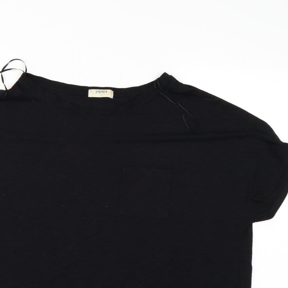 Papaya Womens Black   Basic T-Shirt Size L