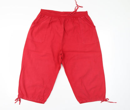 Womens UK Size 2XL Moda Regular Fit Cropped Red Trousers