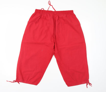 Womens UK Size 2XL Moda Regular Fit Cropped Red Trousers