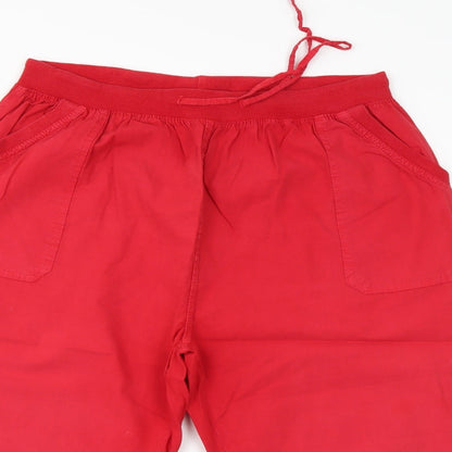 Womens UK Size 2XL Moda Regular Fit Cropped Red Trousers