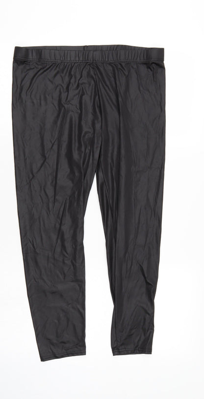 Evie  Womens Black   Cropped Leggings Size L L25 in - Elastic Waist