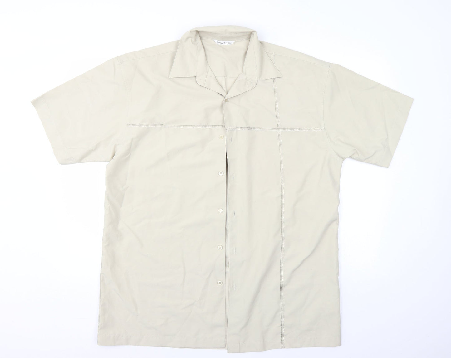 Simon Taylor Mens Ivory    Button-Up Size L