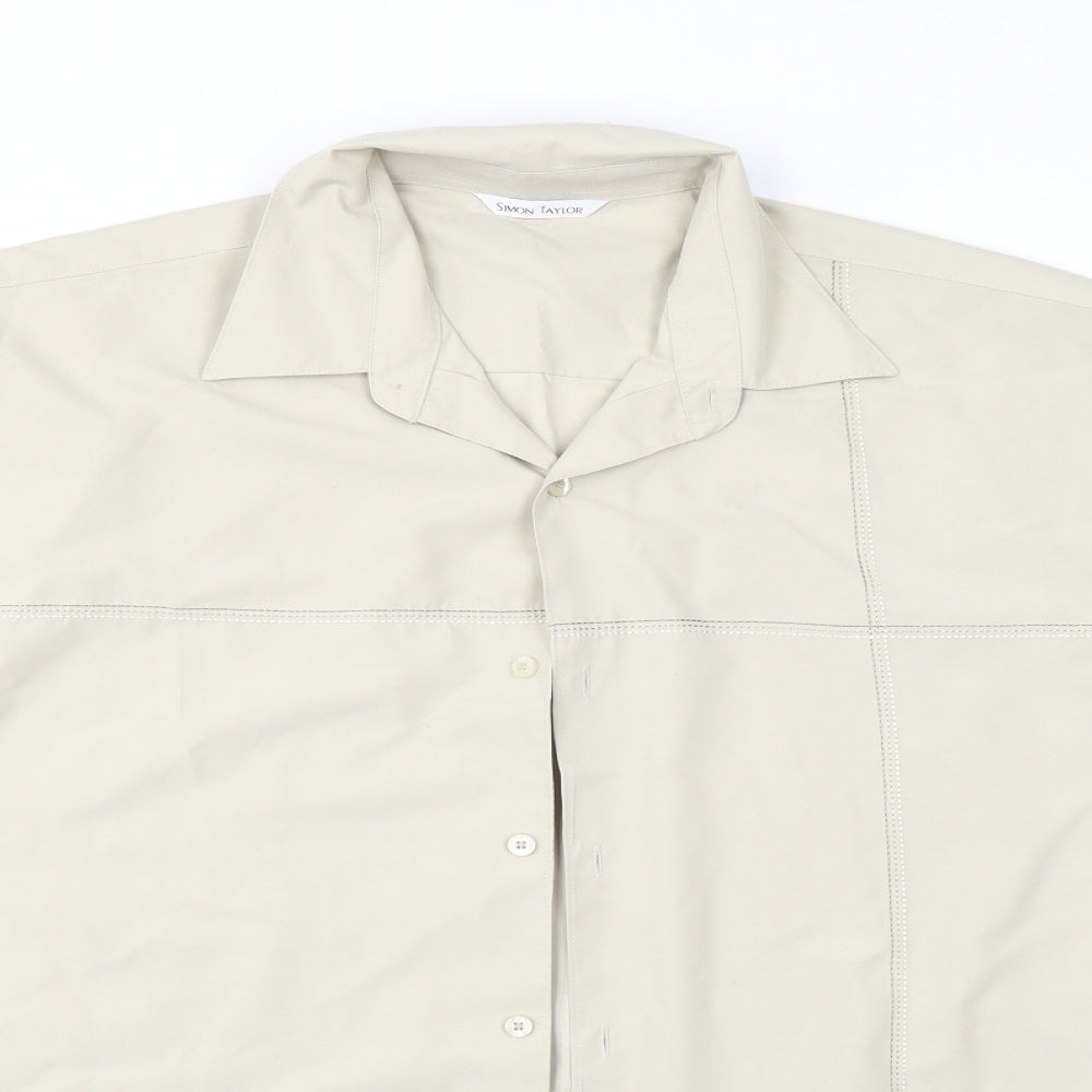 Simon Taylor Mens Ivory    Button-Up Size L