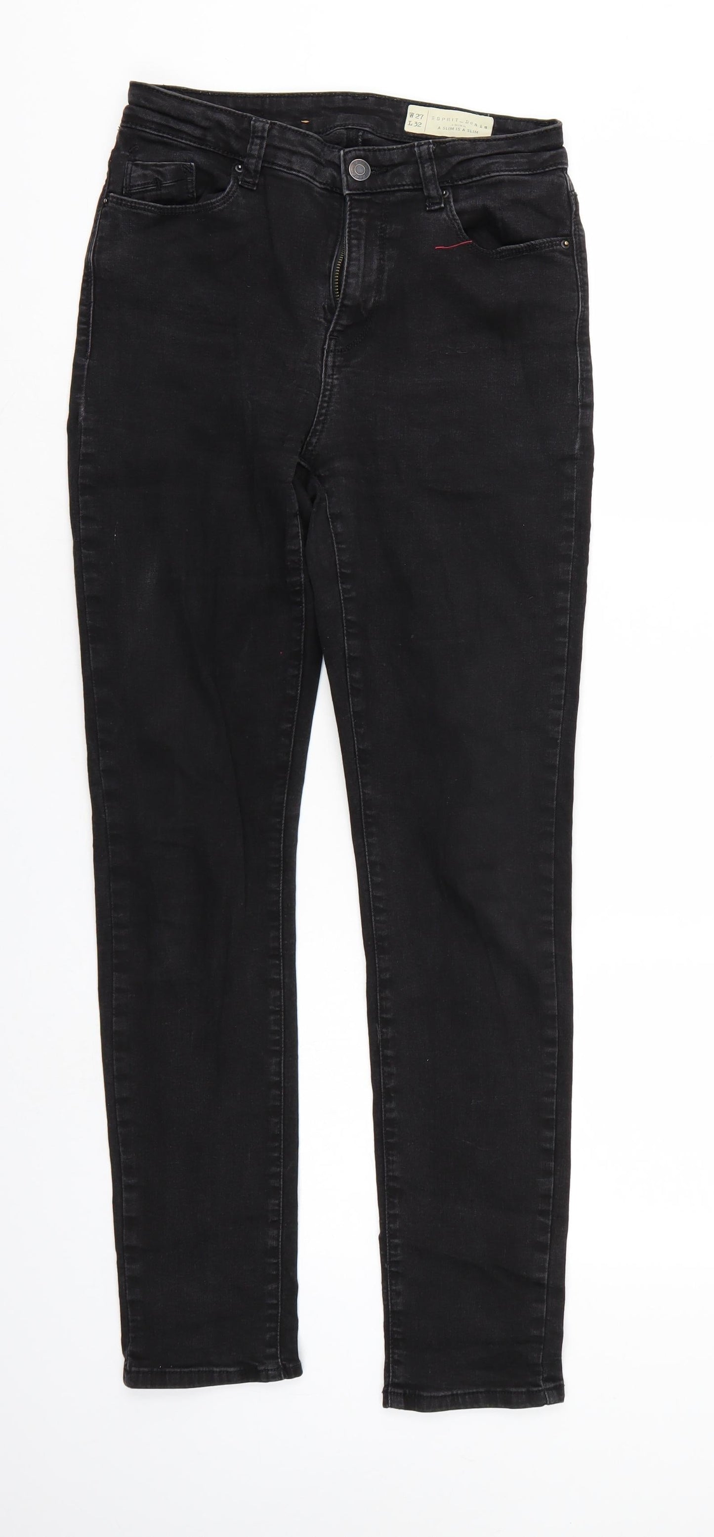 Mens UK Size 27 in Spirit Regular Fit Skinny Black Jeans