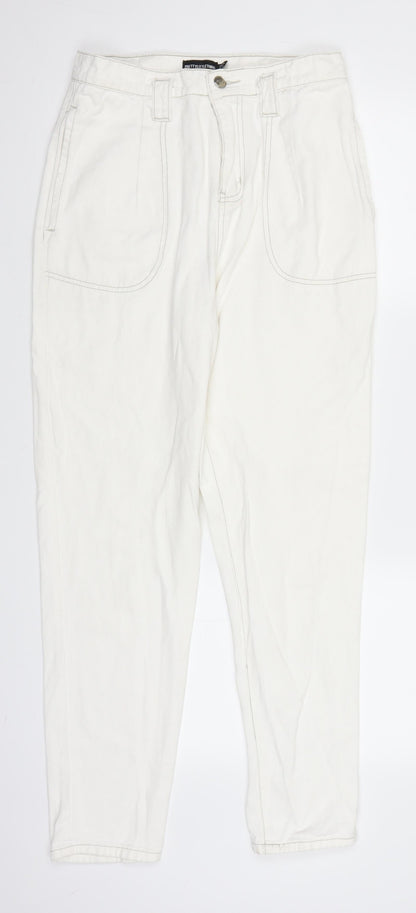 PRETTYLITTLETHING Womens White  Denim Straight Jeans Size 8 L27.5 in