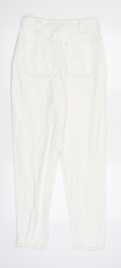 PRETTYLITTLETHING Womens White  Denim Straight Jeans Size 8 L27.5 in