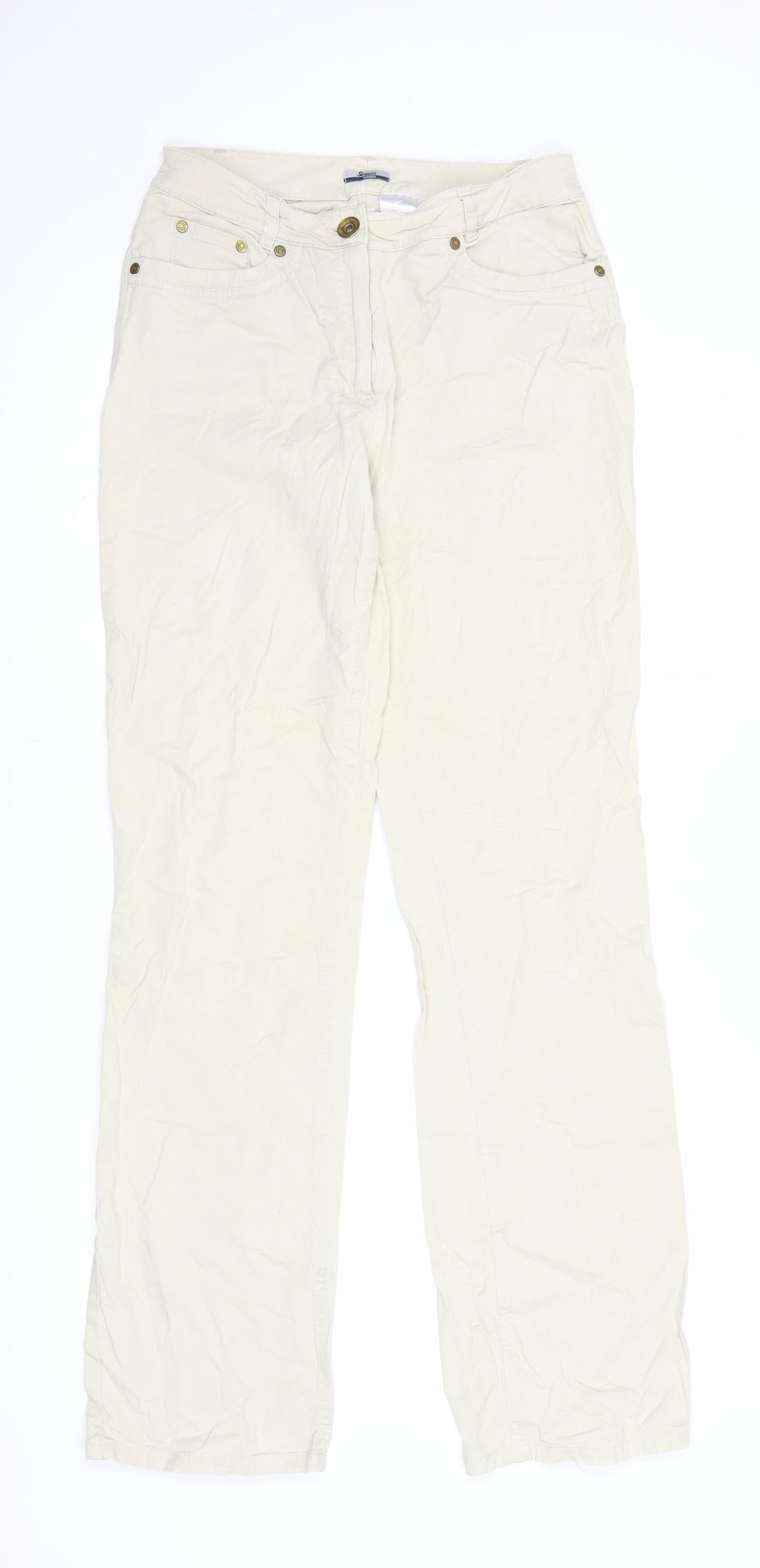 Strauss Womens Beige  Denim Straight Jeans Size 8 L31 in