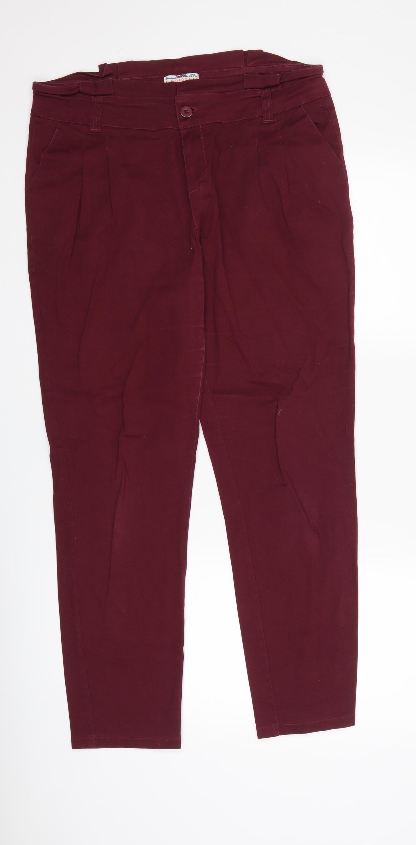PARISIAN SIGNATURE Womens Purple   Trousers  Size 14 L28 in - Paper Bag Waist