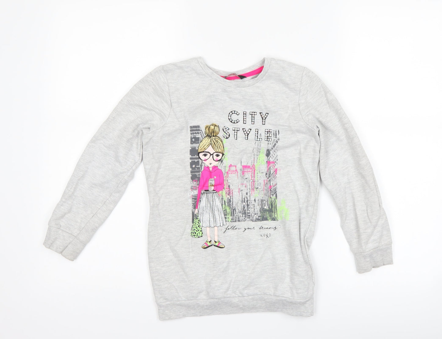 George Girls Grey   Pullover Sweatshirt Size 6-7 Years  - city style