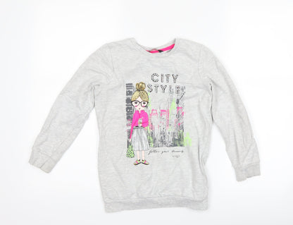 George Girls Grey   Pullover Sweatshirt Size 6-7 Years  - city style