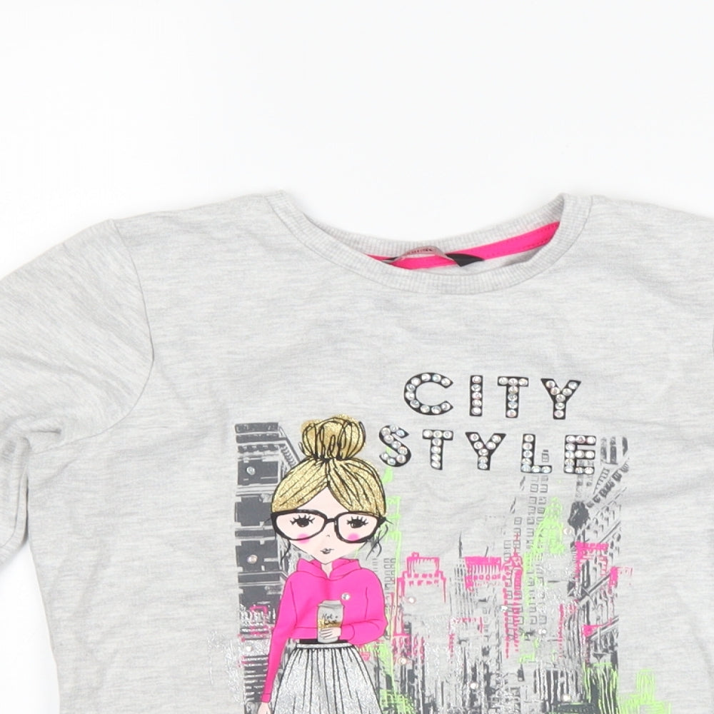 George Girls Grey   Pullover Sweatshirt Size 6-7 Years  - city style