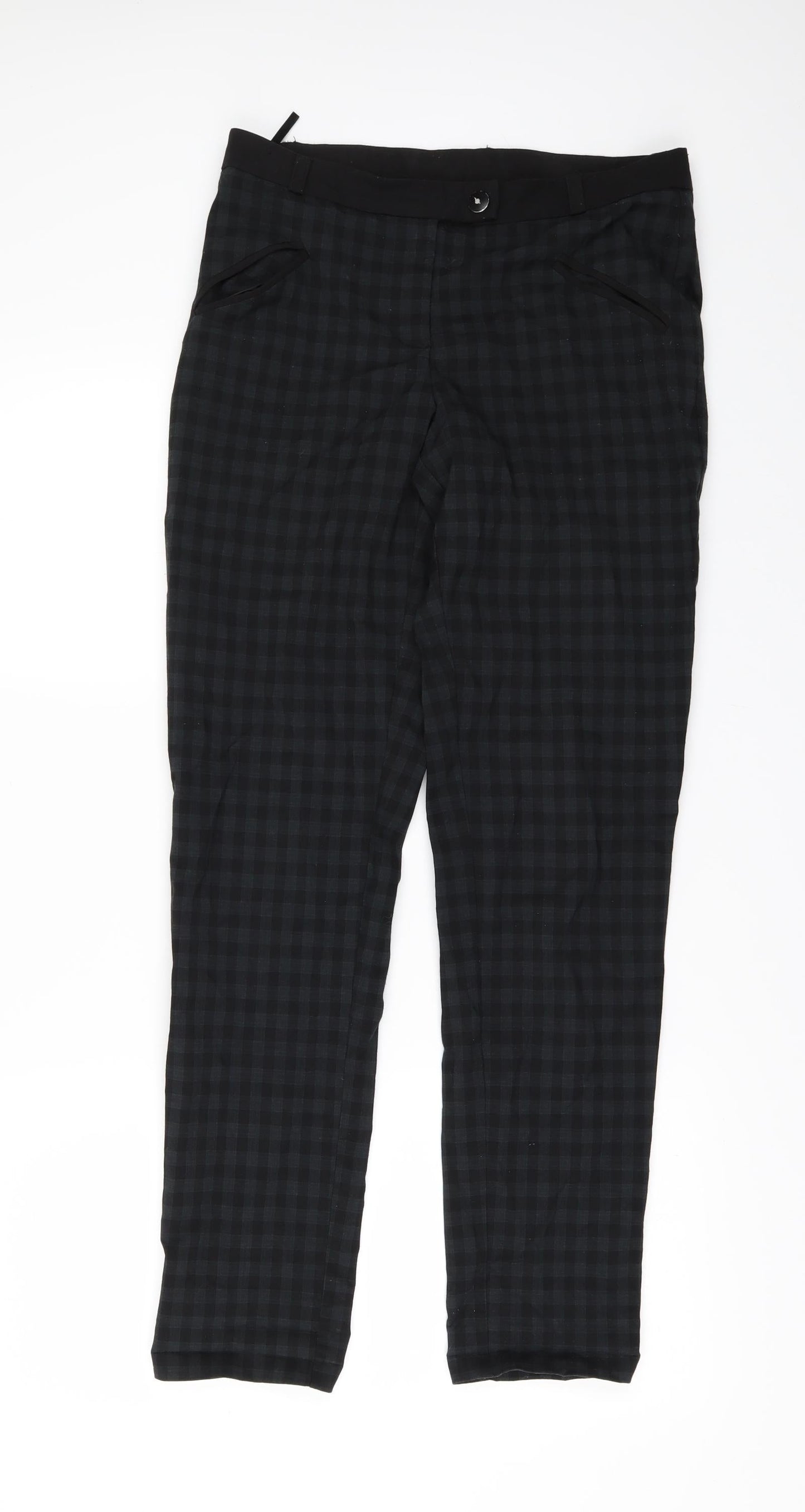 New Look Womens Green Check  Trousers  Size 8 L29 in
