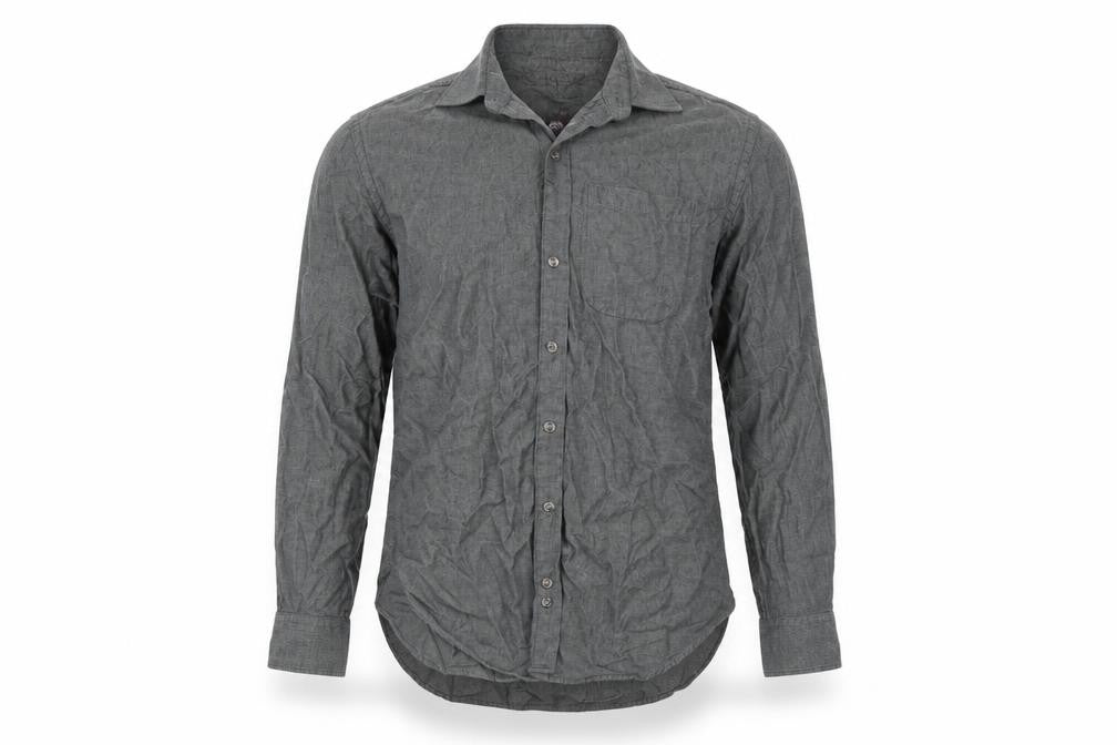Mens UK Size 16 Marks and Spencer Grey  Button-Up Long Sleeve Casual Shirt