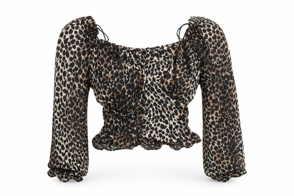 Womens UK Size 4 Topshop Brown Cropped Blouse