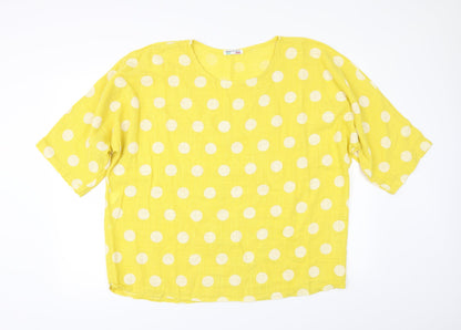 Preworn Womens Yellow Polka Dot  Basic Button-Up One Size