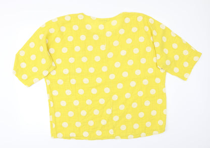 Preworn Womens Yellow Polka Dot  Basic Button-Up One Size