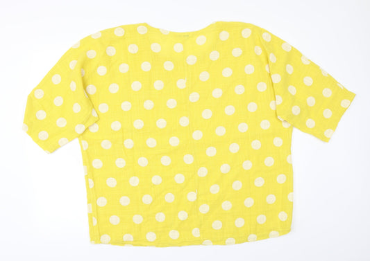 Preworn Womens Yellow Polka Dot  Basic Button-Up One Size