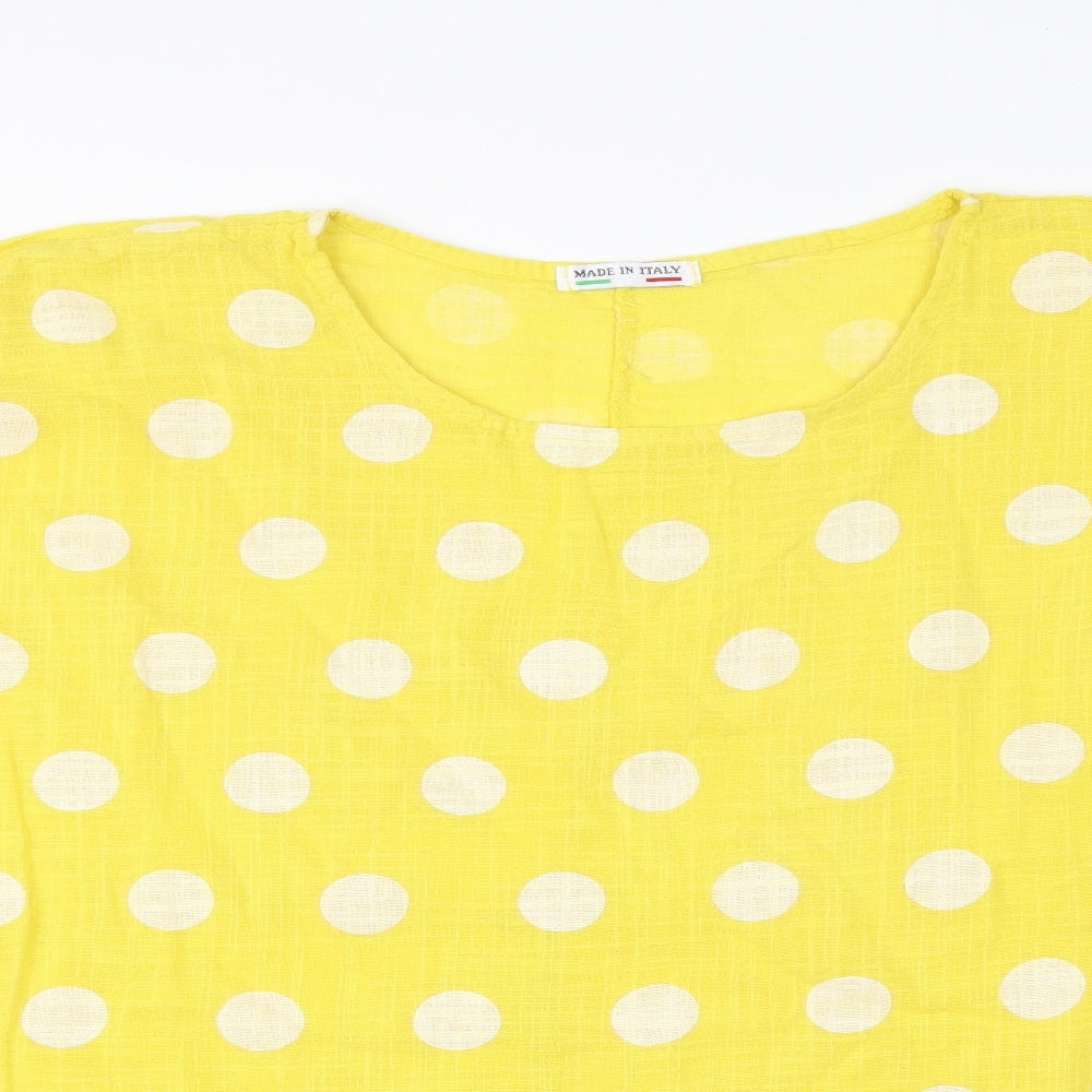 Preworn Womens Yellow Polka Dot  Basic Button-Up One Size