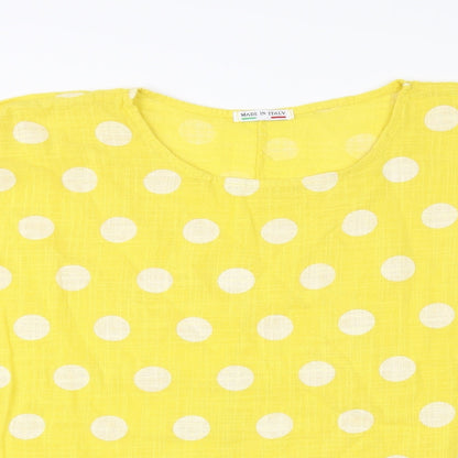 Preworn Womens Yellow Polka Dot  Basic Button-Up One Size