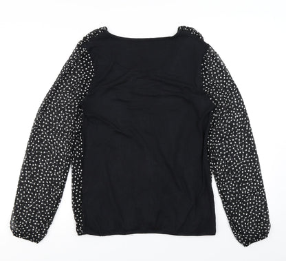 George Womens Black Polka Dot  Basic Blouse Size 10