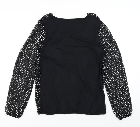 George Womens Black Polka Dot  Basic Blouse Size 10