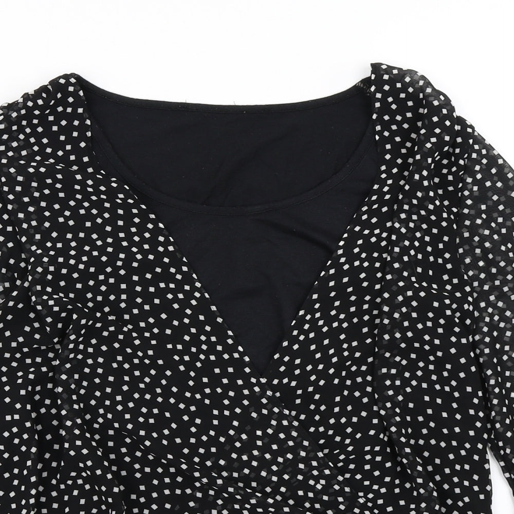 George Womens Black Polka Dot  Basic Blouse Size 10