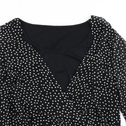 George Womens Black Polka Dot  Basic Blouse Size 10