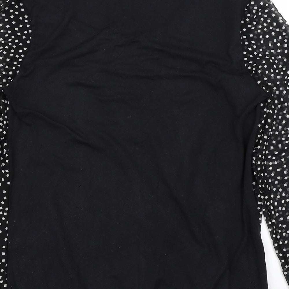 George Womens Black Polka Dot  Basic Blouse Size 10