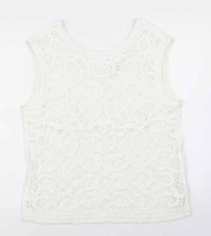 Womens UK Size L NEXT White Basic Tank