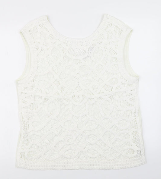 Womens UK Size L NEXT White Basic Tank