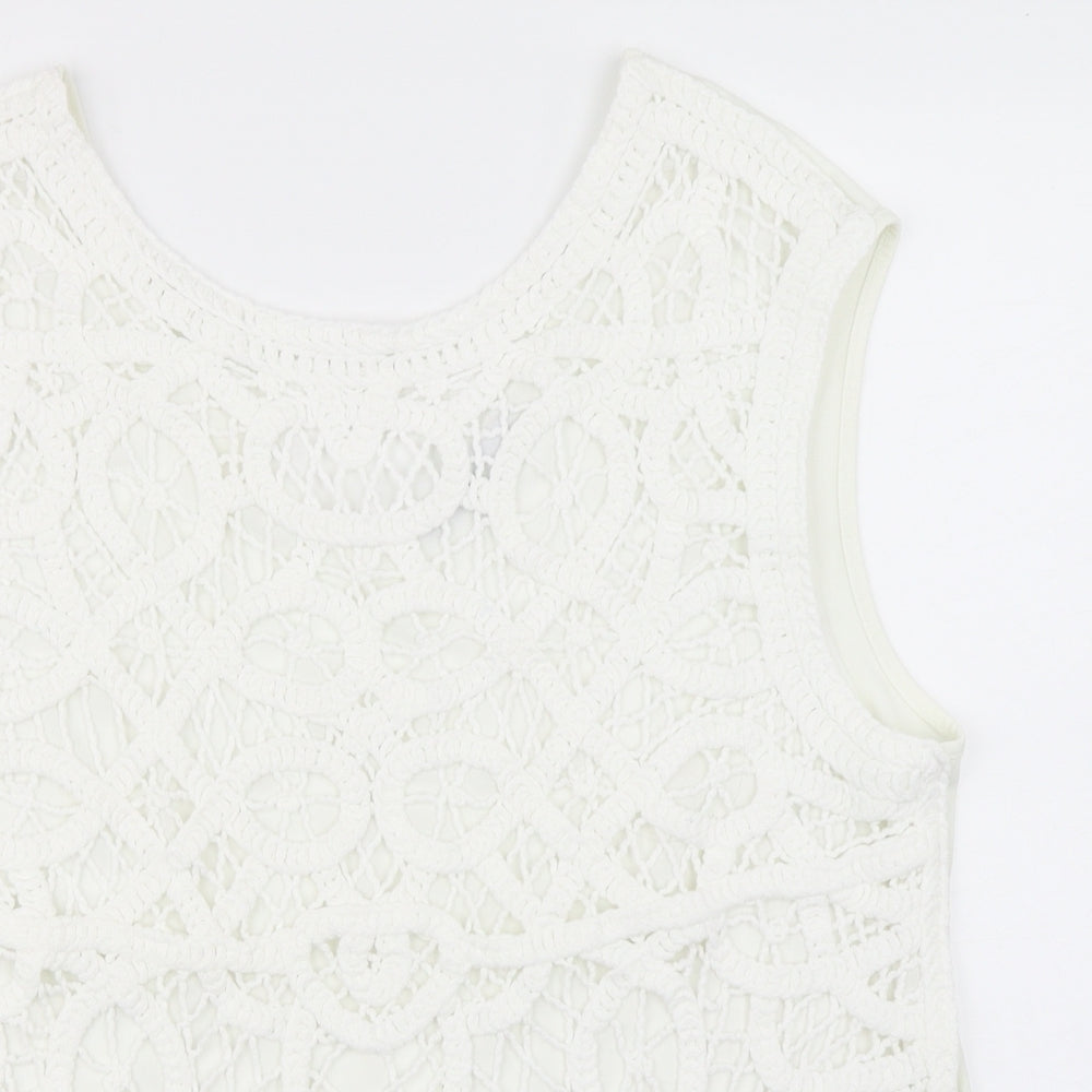 Womens UK Size L NEXT White Basic Tank
