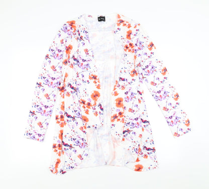 Be You Womens White Floral  Cardigan Jumper Size 12