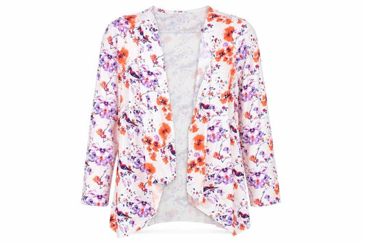 Be You Womens White Floral  Cardigan Jumper Size 12