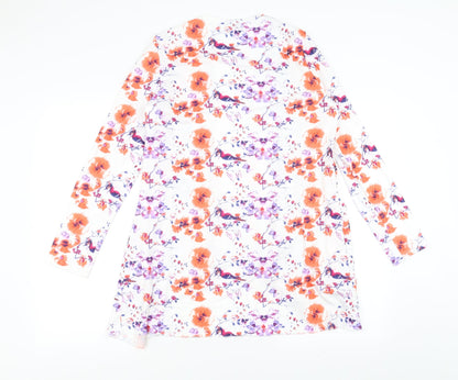 Be You Womens White Floral  Cardigan Jumper Size 12