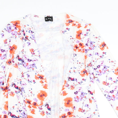 Be You Womens White Floral  Cardigan Jumper Size 12