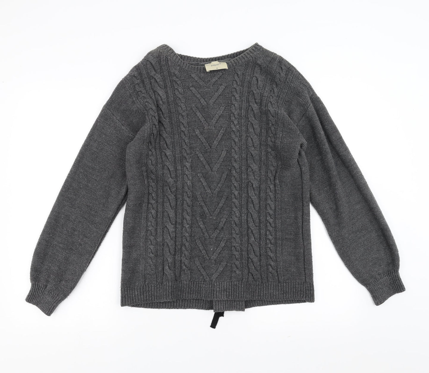Papaya Womens Grey   Pullover Jumper Size M  - Lace up Detail