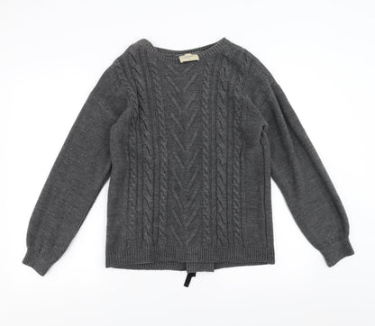 Papaya Womens Grey   Pullover Jumper Size M  - Lace up Detail
