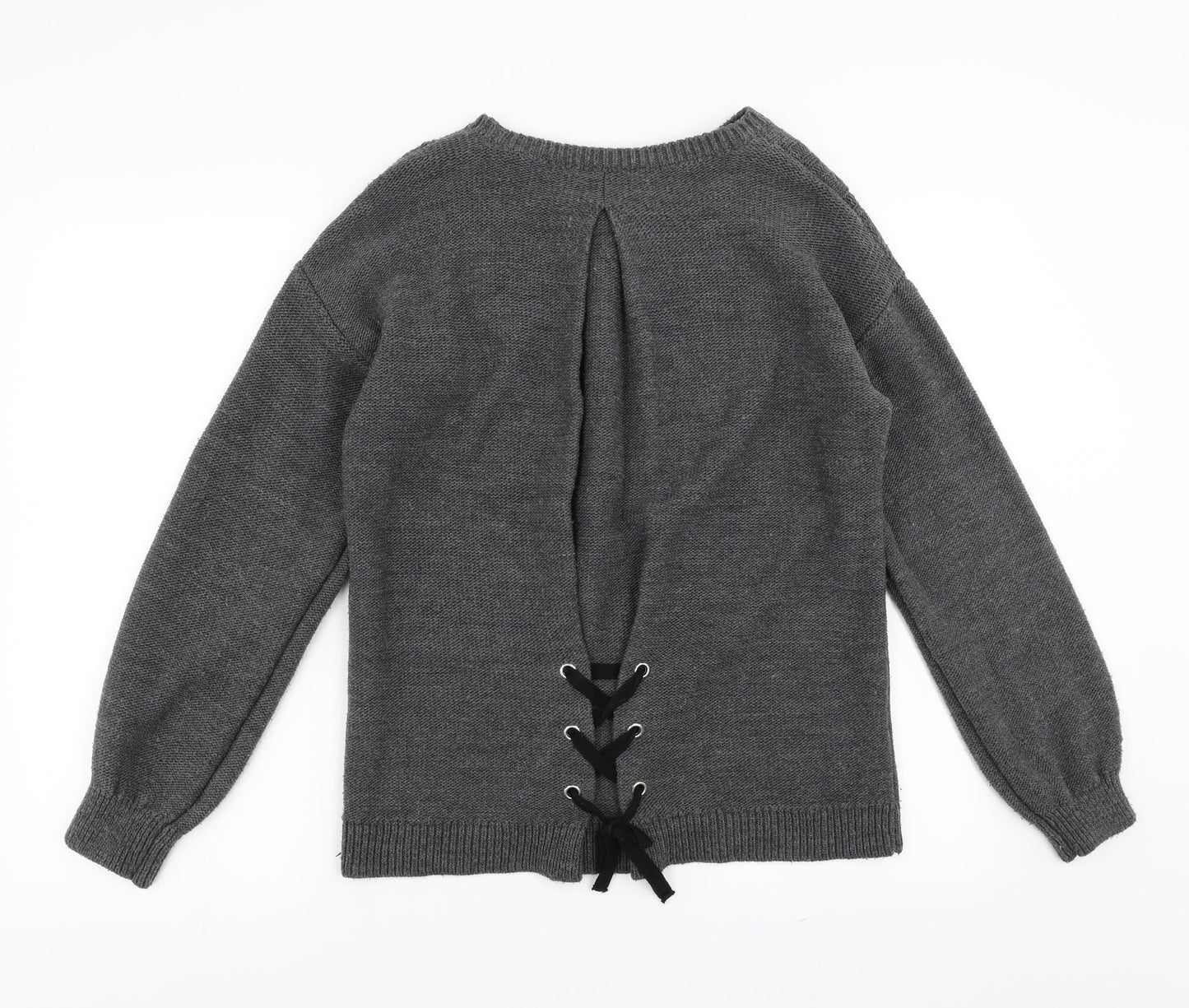 Papaya Womens Grey   Pullover Jumper Size M  - Lace up Detail