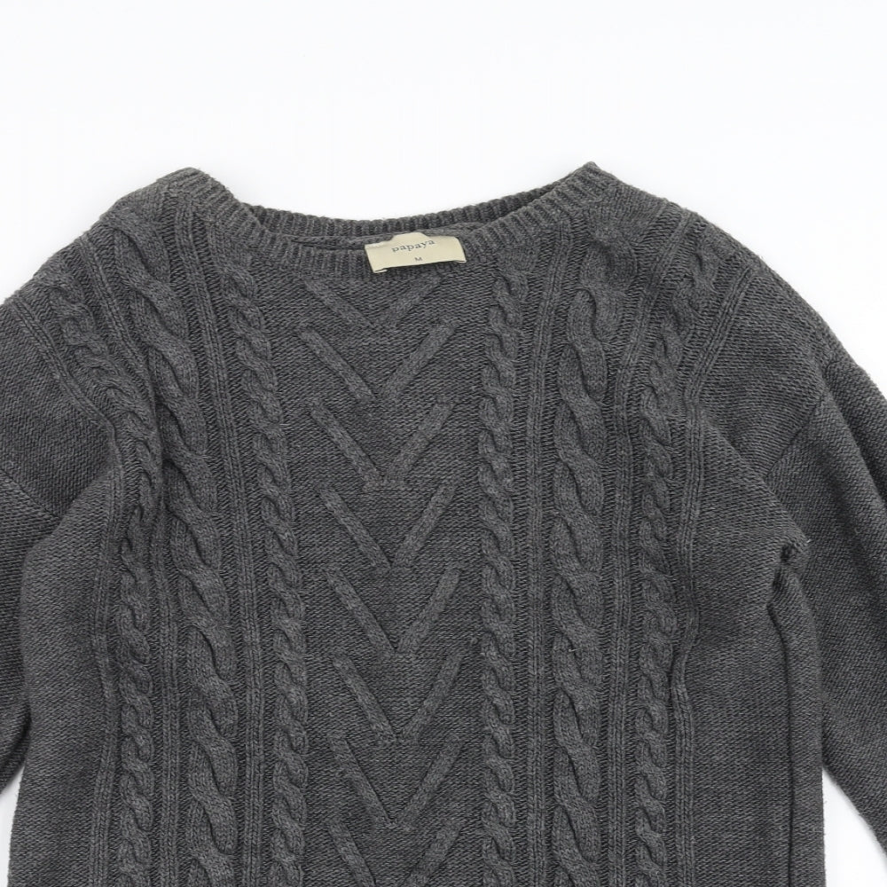 Papaya Womens Grey   Pullover Jumper Size M  - Lace up Detail