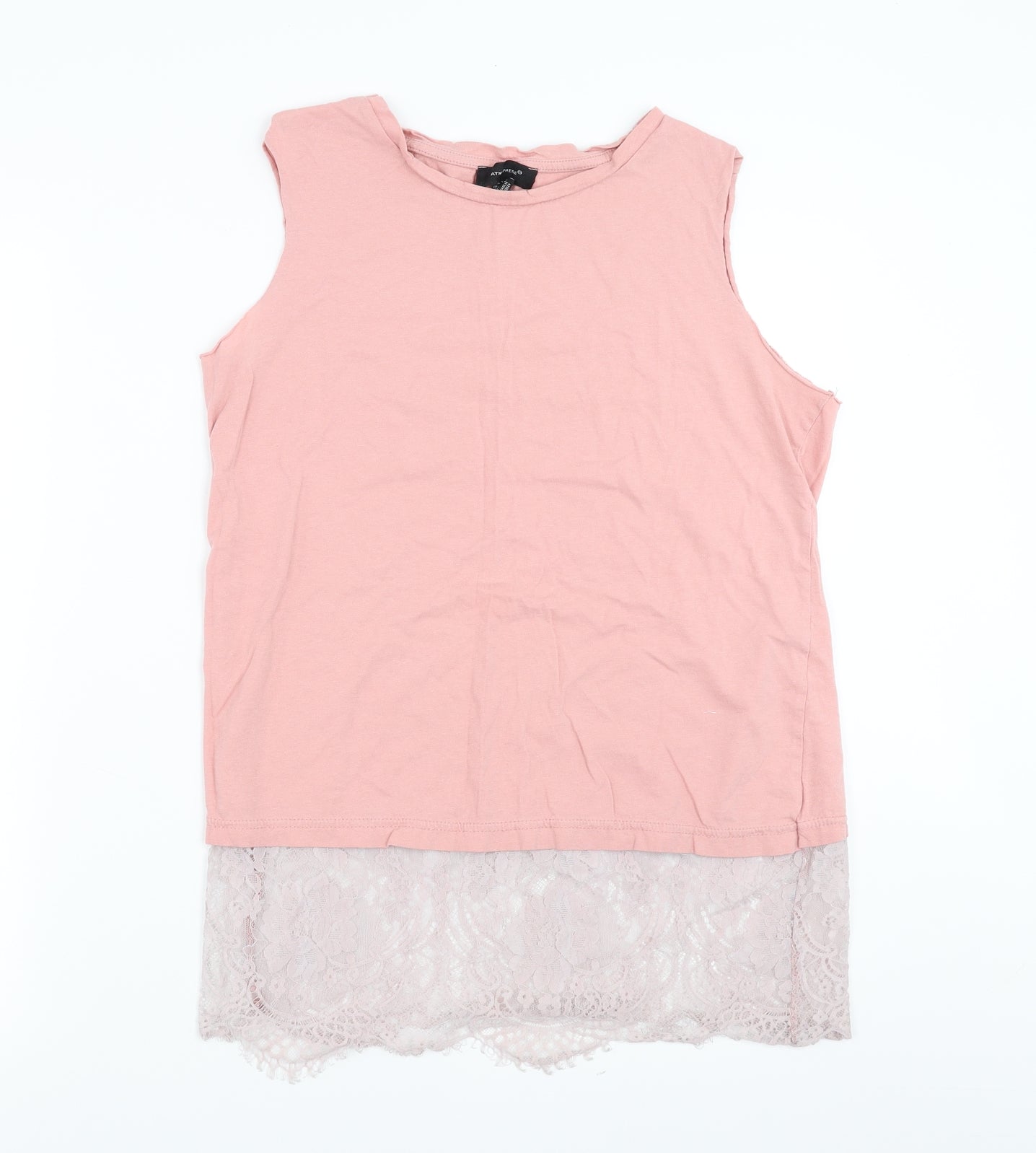 Primark Womens Pink   Basic Tank Size 12  - lace hem