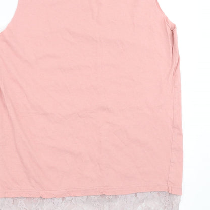 Primark Womens Pink   Basic Tank Size 12  - lace hem