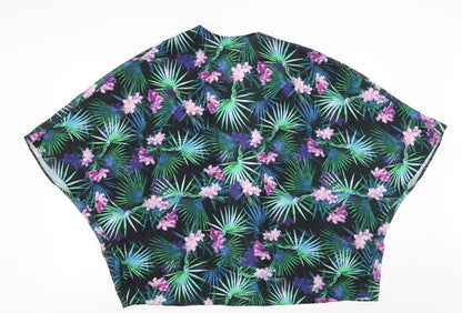 New Look Womens Green Floral  Cardigan Jumper Size 12
